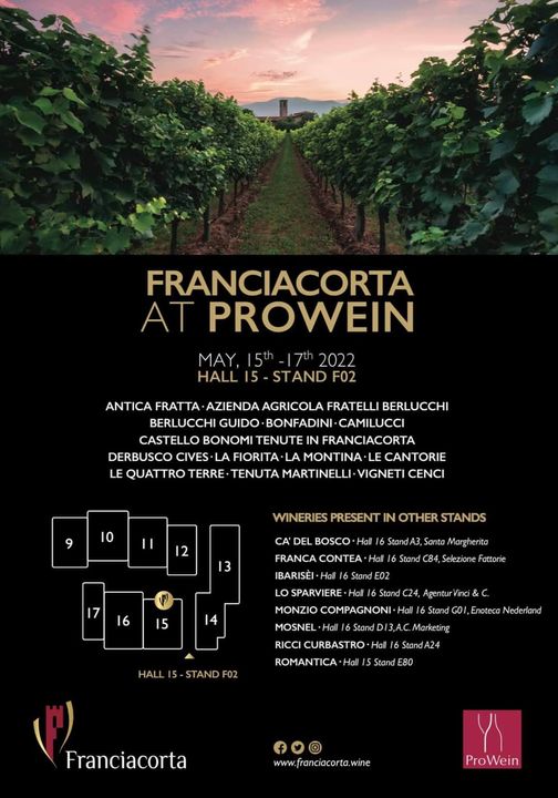 Le Cantine di Franciacorta al ProWein 2022 di Dussendolf dal 15 al 17 maggio