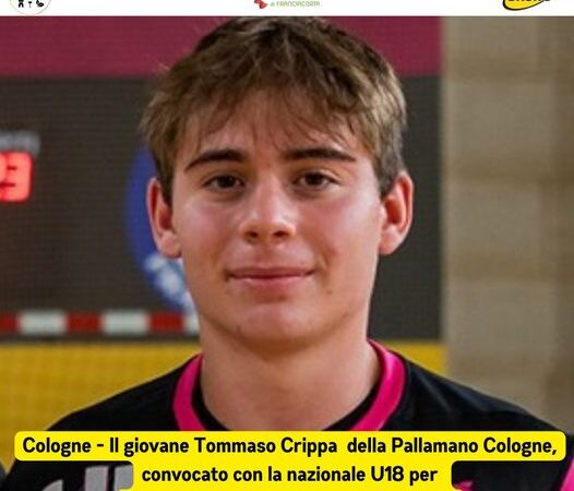 Pallamano Cologne – Il giovane Tommaso Crippa dal 5 Gennaio in campo a Chieti con la nazionale U18 per la qualificazione agli Europei